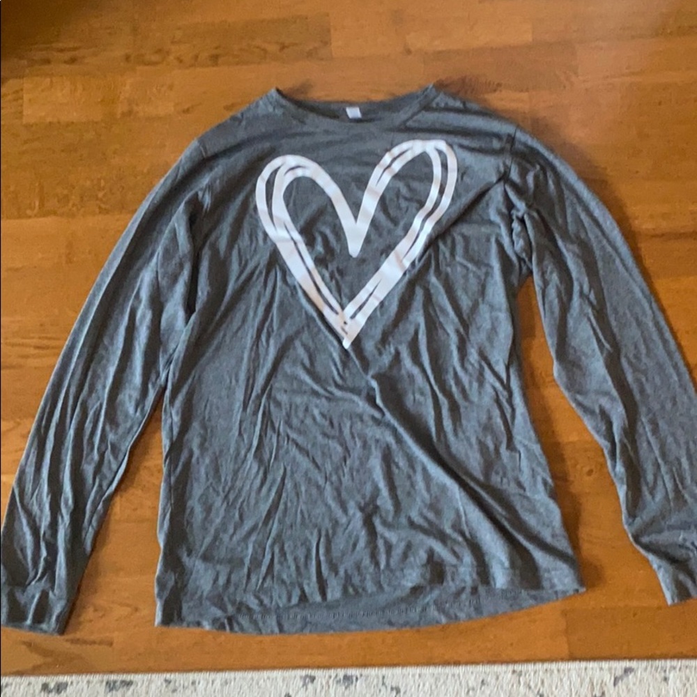 Grey heart cotton long sleeve shirt